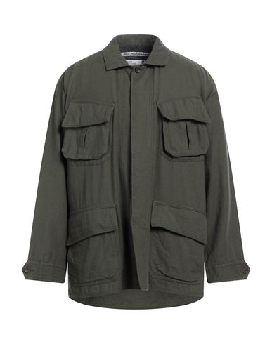 White Mountaineering Man Shirt Military Green Size 4 Wool, Cotton