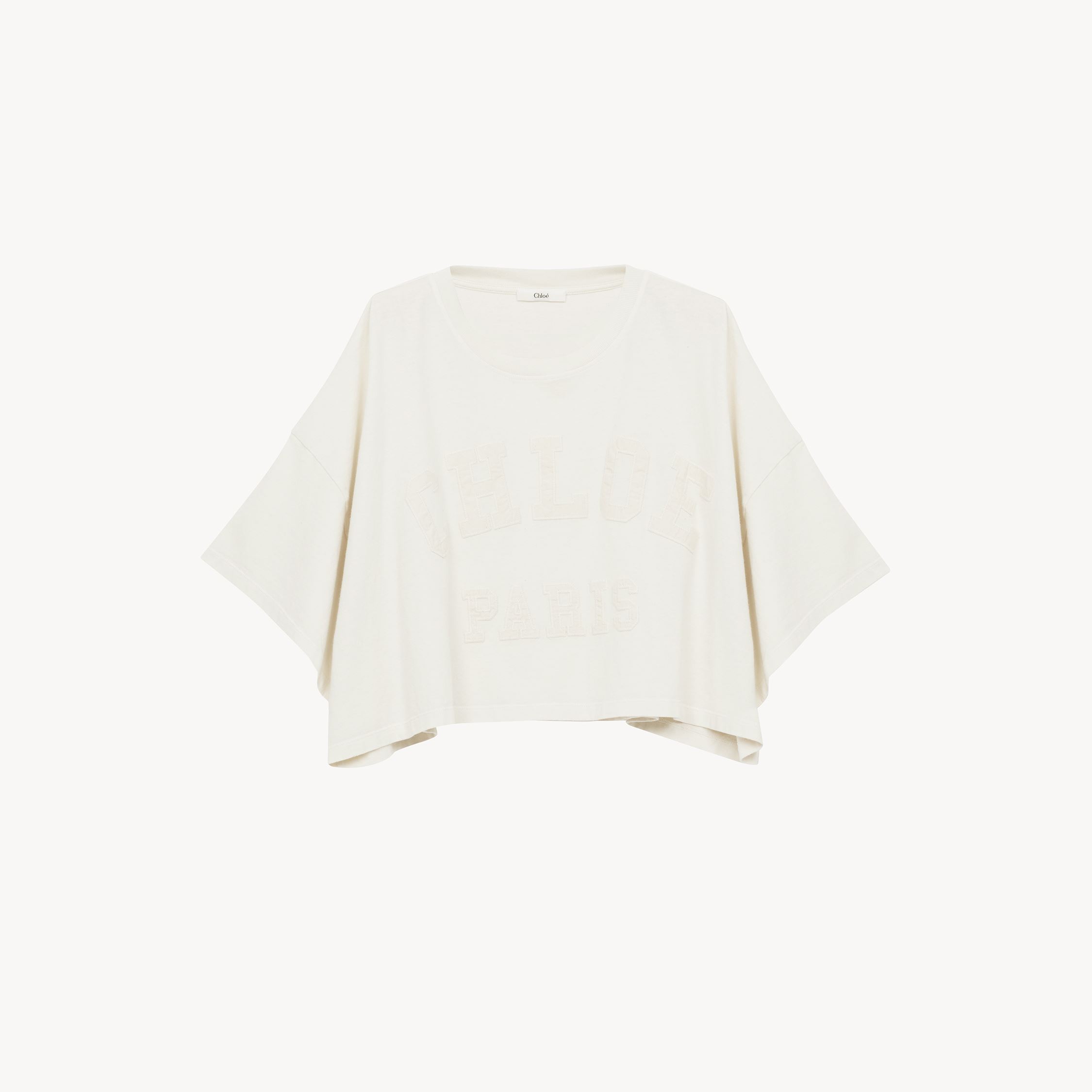 Chloé Biologic Cotton T-shirt With Frontal Logo Patch In White
