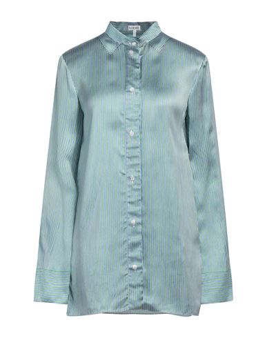 Loewe Striped Sewn-in Collared Satin Shirt In Green