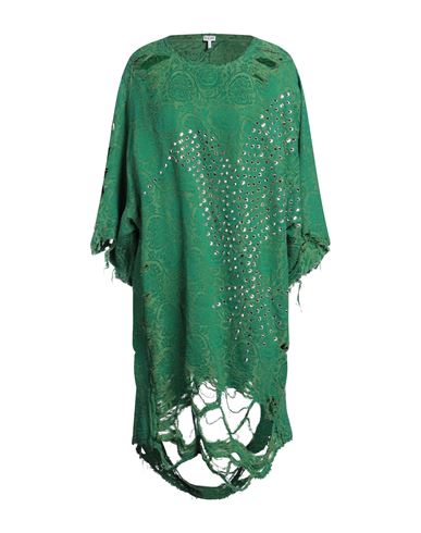Loewe Woman Mini Dress Green Size S Linen, Silk In Green