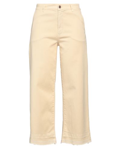 Avantgar Denim By European Culture Woman Pants Pastel Yellow Size 31 Cotton, Polyester, Elastane