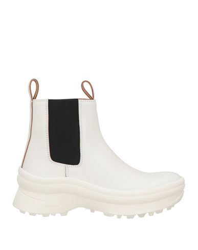 Jil Sander Woman Ankle Boots Ivory Size 11 Soft Leather In White